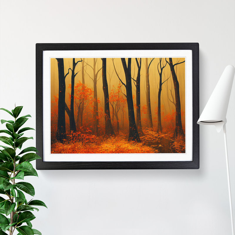 Insightful Autumn Forest - Single Picture Frame Print, Black, 46cm H x 64cm W x 2cm D