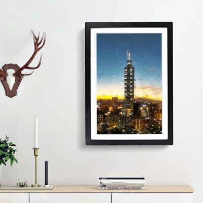 Taipei City in Taiwan Abstract Art - Framed Print