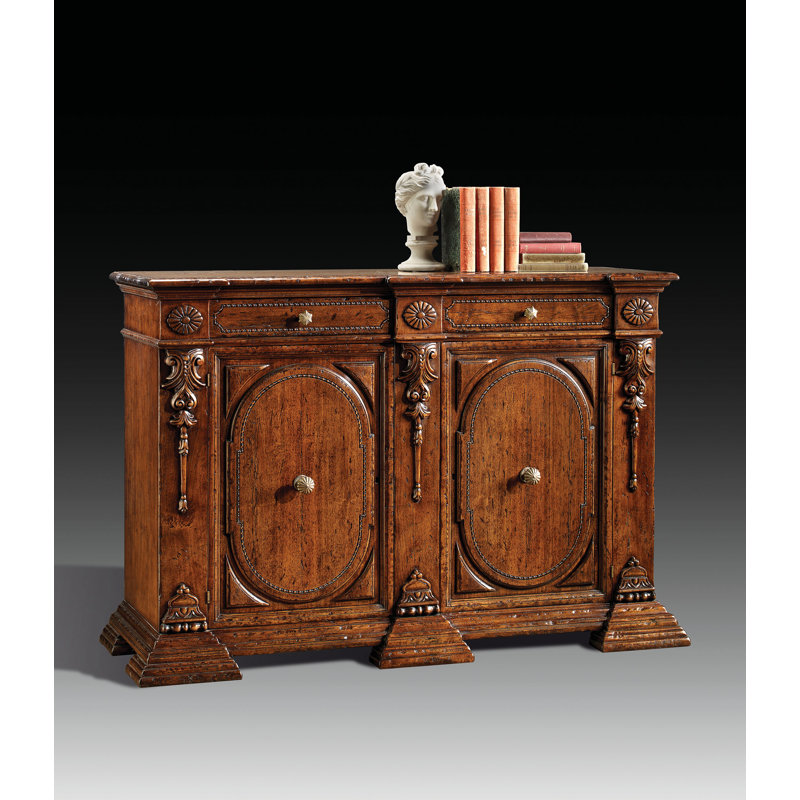 71" Wide 2 Drawer Walnut Wood Sideboard
