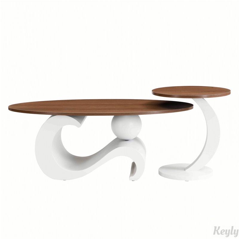Ensemble de 2 tables basses gigognes, grandes 47,24 po, petites 19,69 po, Blanc