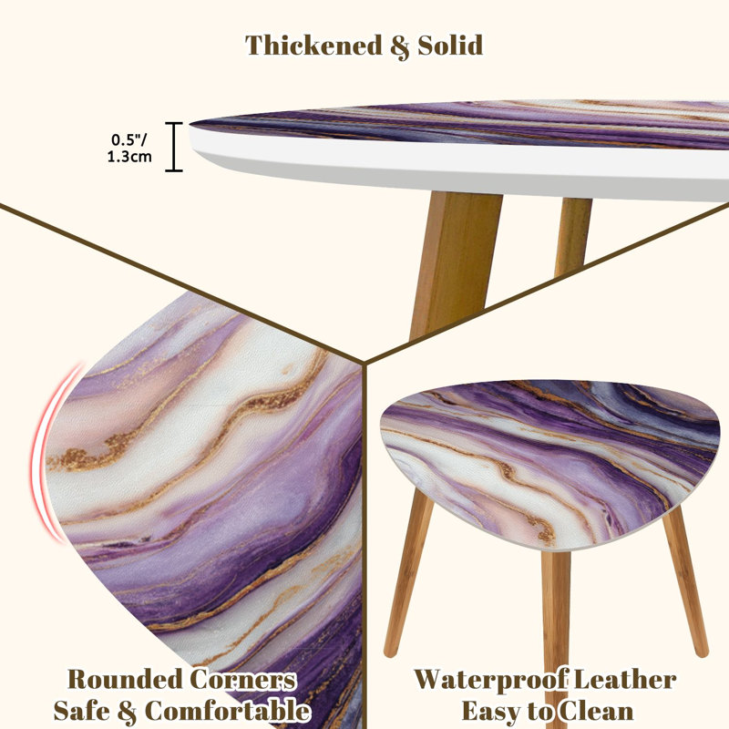 Ensemble de 2 tables basses gigognes Triangle, Purple/Gold