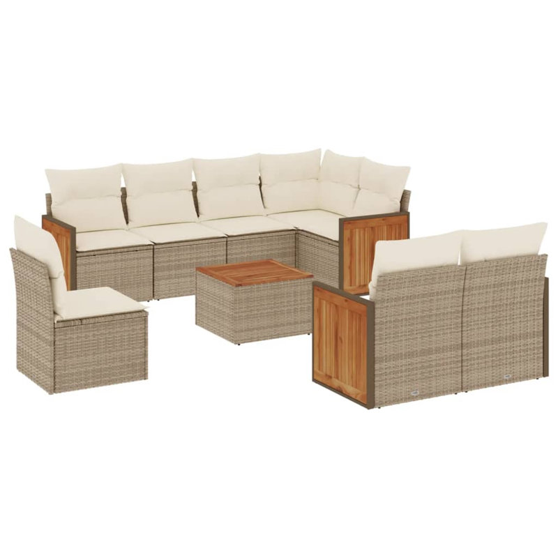  Ensemble de canapé de jardin beige, blanc crème