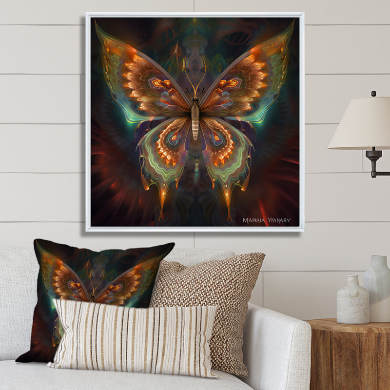 Papillon magique éthéré, H 30 po x l 30 po x P 1 po, Cadre flottant blanc