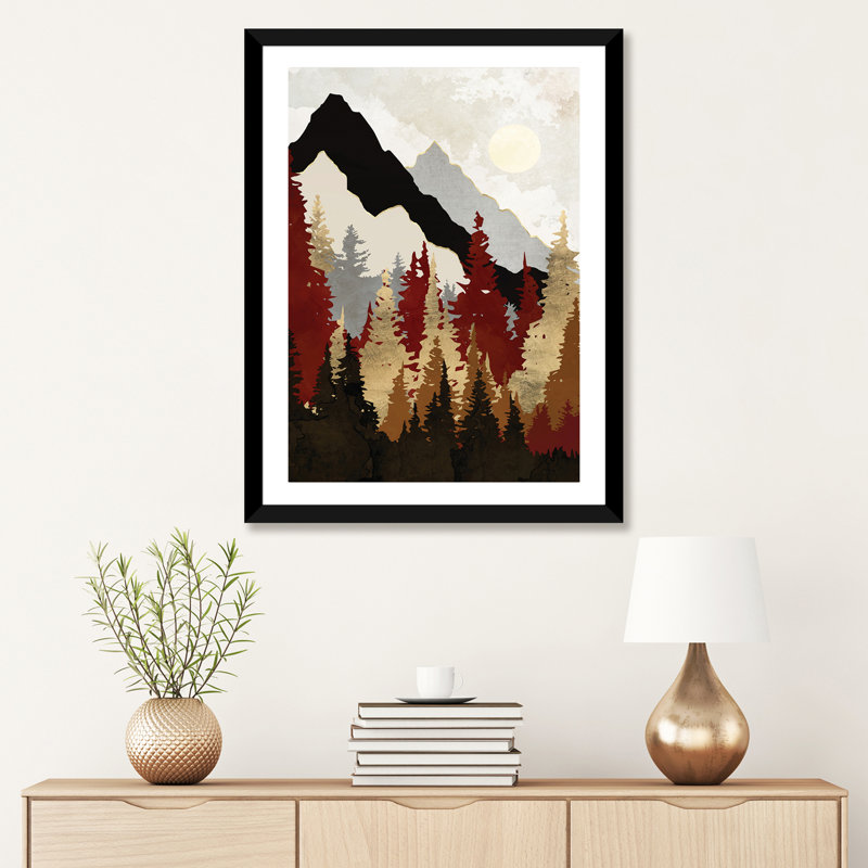 Arbres d'automne - impression, Blanc / aubergine / banane / brun clair / rouge br, H 32 po x l 24 po x P 1 po