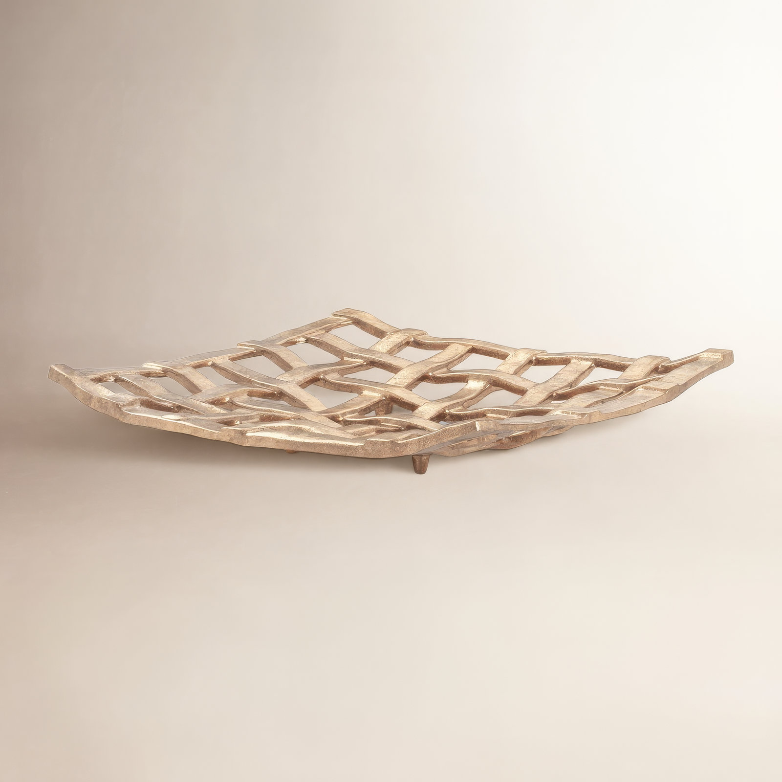 Belita Decorative Square Tray, Gold