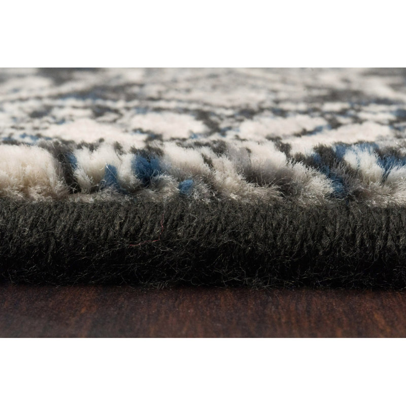 Tapis bleu acier Attell, Rond 7 pi 10 po
