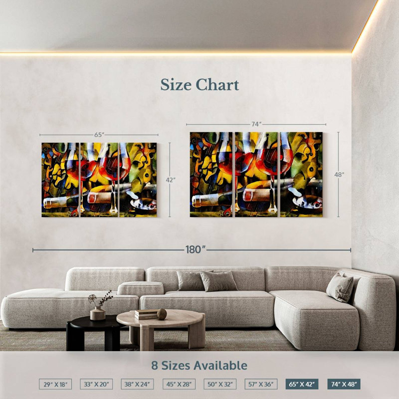 " Wine " 3 - Pieces, 42" H x 65" W x 1.25" D