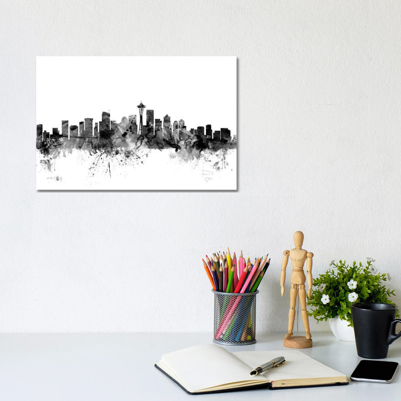 Seattle, Washington In Black & White by Michael Tompsett - Wrapped Canvas Gallery-Wrapped Canvas Giclée
