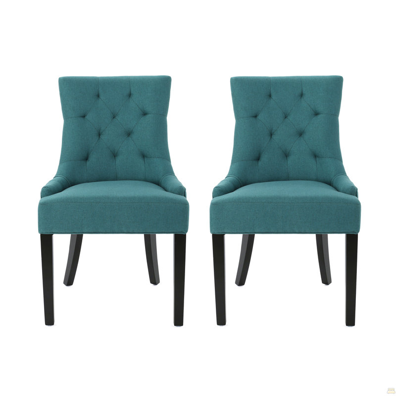 Chaise de salle à manger (ensemble de 2), Tissu bleu sarcelle