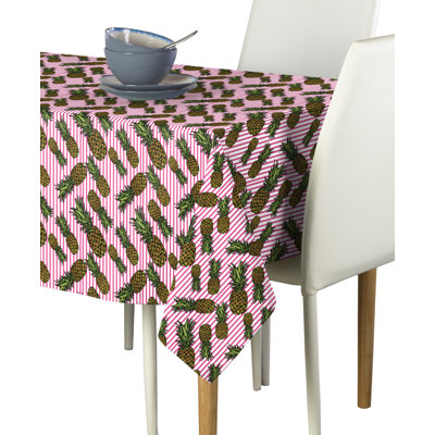 Weathervale Stripe Pineapples Tablecloth