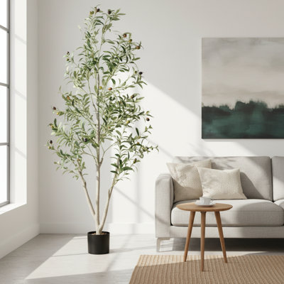 5FT Artificial Olive Tree with Realistic Trunk & Lifelike Fruits, Potted Faux Tree for Home Office Decor