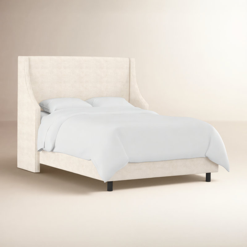 Bernadine Upholstered Unfinished Wingback Bed, Classic Talc Linen, King