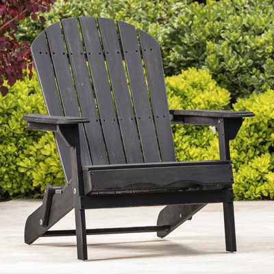 Outdoor Foldable Seat - Dark Grey Wood, Rustic Style Chair Grey, Made Of Wood With Option