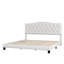 Lit plateforme tapissier avec tête de lit courbée et détails capitonnés Diamond, beige
