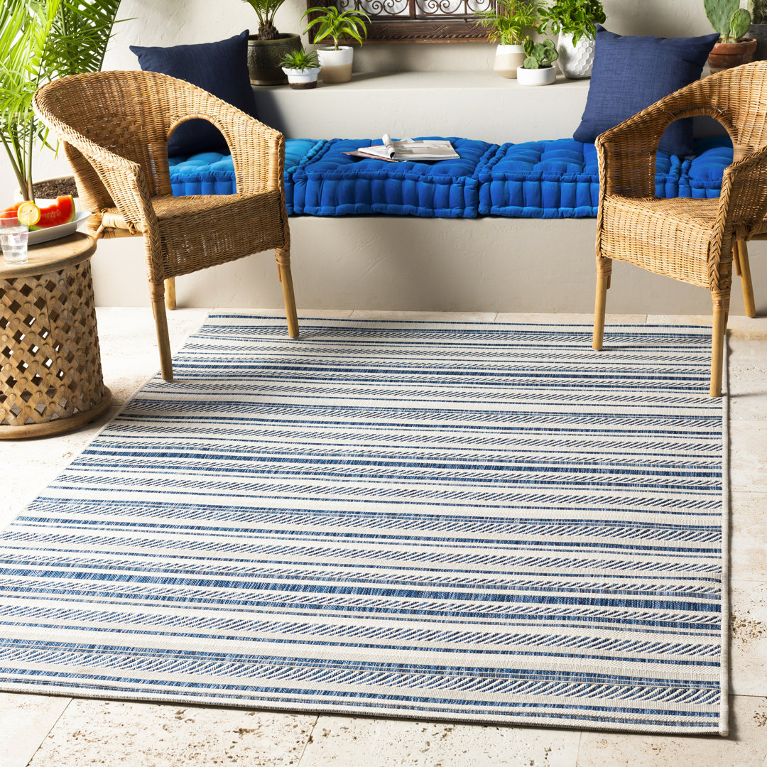 Bellino Striped Denim Indoor/Outdoor Area Rug Beachcrest Home™ Rug 