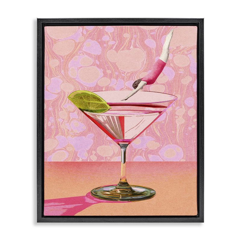  «Diver in Cocktail» par Daphne Polselli, Cadre flottant noir de jais, H 21 po x l 17 po