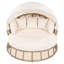 Lit de jour rond en rotin d'extérieur avec auvent rétractable réglable, coussins amovibles, fabrication en osier toutes saisons et sièges multi-configurations pour les patios, les bords de piscine et les porches.