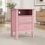 Ensemble de table de chevet 18 po à 2 tiroirs cannelés 18 po, rose moderne avec rangement