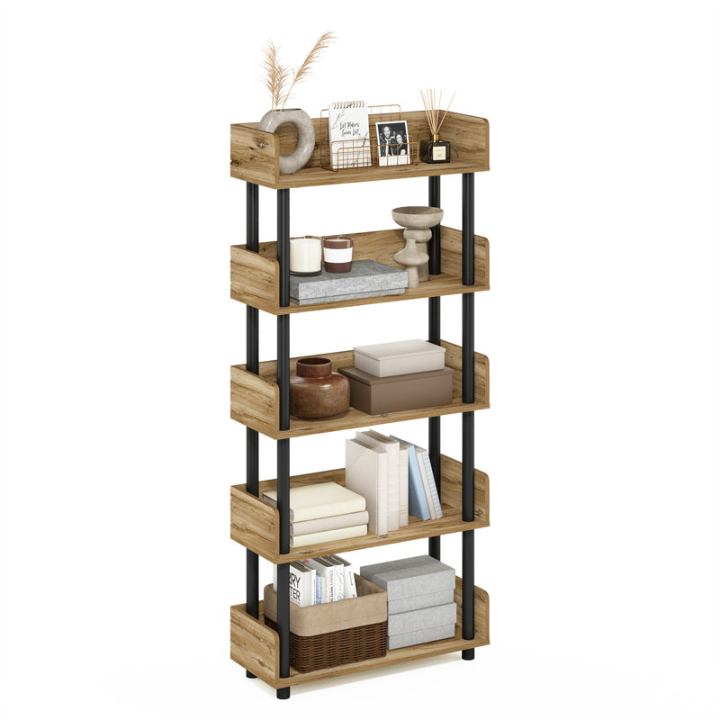 Kishor 23.62cm W Plastic Shelving Unit, Flagstaff Oak/Black