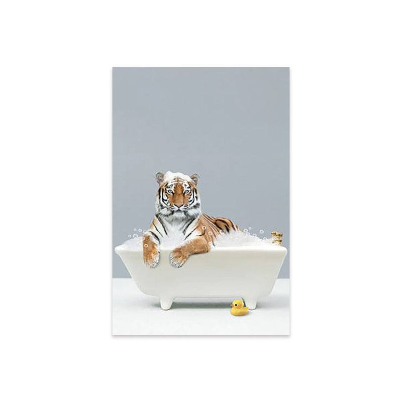 Tigre dans une baignoire, impression sur verre acrylique, H 24 po x l 16 po x P 0,25 po