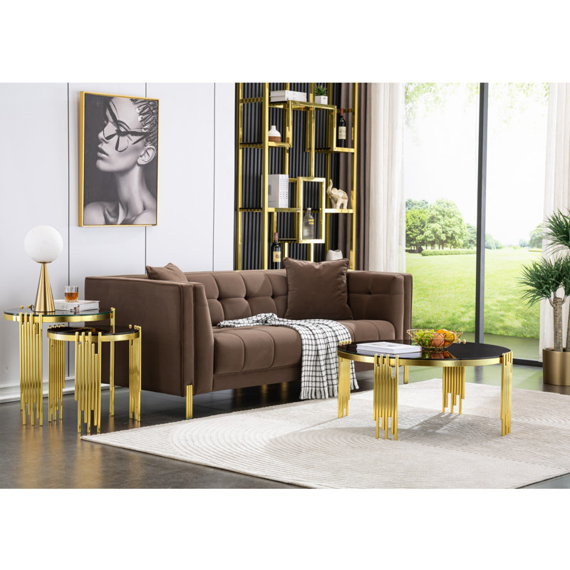 Deavon Glass Top Single Coffee Table, Black, Gold
