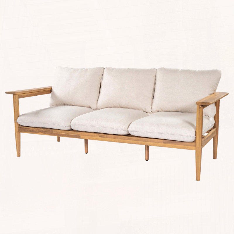 Outdoor Acacia Wood 3-Seater Sofa