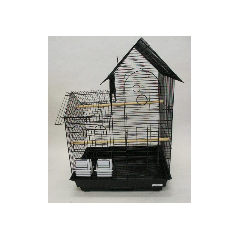 Cage à oiseaux avec 2 portes, Noir