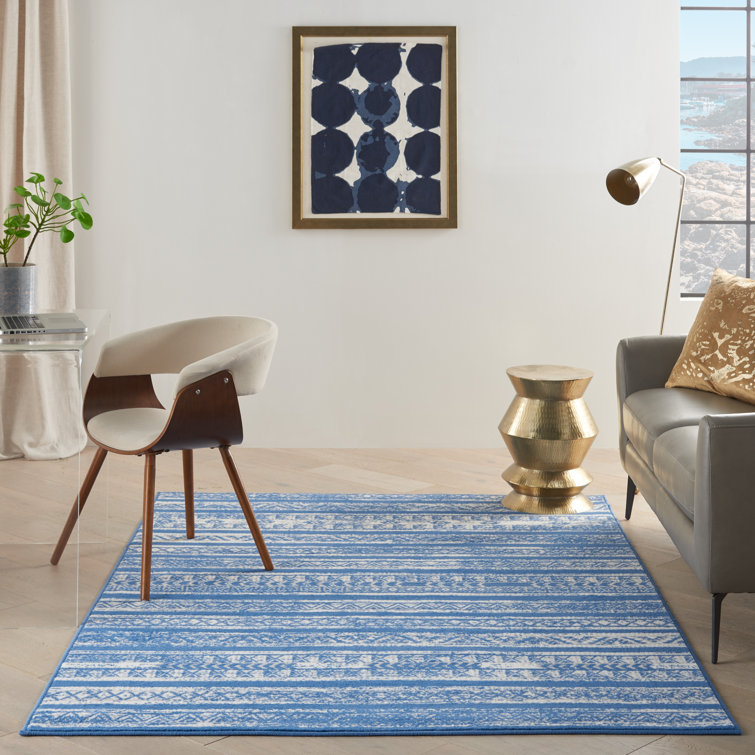 Pleasanton Abstract Blue/Ivory Area Rug