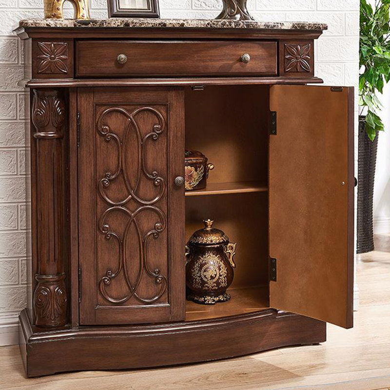 Console noyer massif et bois manufacturé