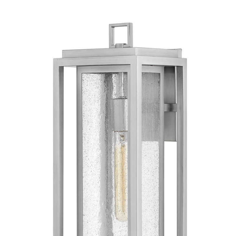 Republic Seeded Glass Outdoor Wall Mount Lantern, Satin Nickel, 20" H x 7" W x 6.75" D