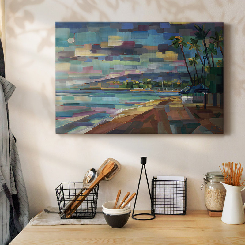 Morning Moon sur toile tendue Waikiki-Gallery, H 8 po x l 12 po