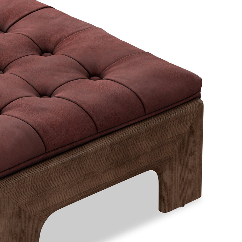 Halston Ottoman-Dulane Moss, Nubuck Burgundy