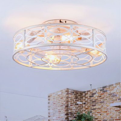 Ventilateurs de plafond en cage 20 "avec lumières et télécommande, ventilateur de plafond sans lame 6 vitesses avec télécommande, ventilateur de plafond encastré pour chambre à coucher, salon - ampoules non incluses