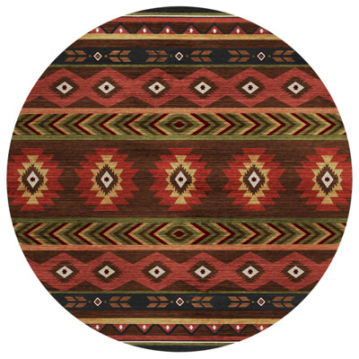 Tapis brun / rouge / vert en polyester tissé à la machine Binderveld Southwestern