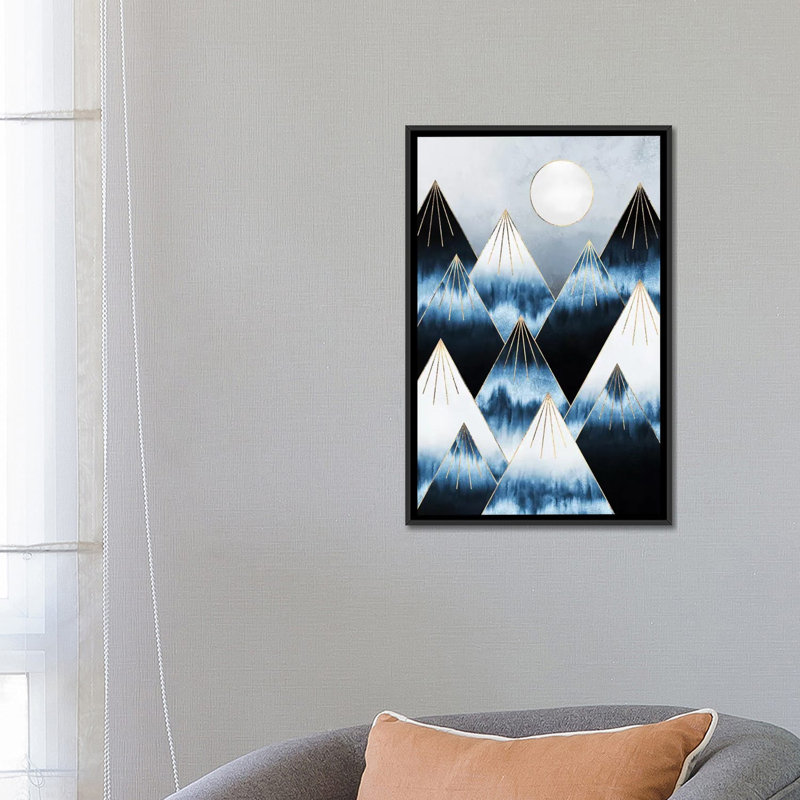 « frost montagne », impression sur toile tendue, H 26 po x l 18 po x P 1,5 po, Toile avec cadre noir, Pas de tapis
