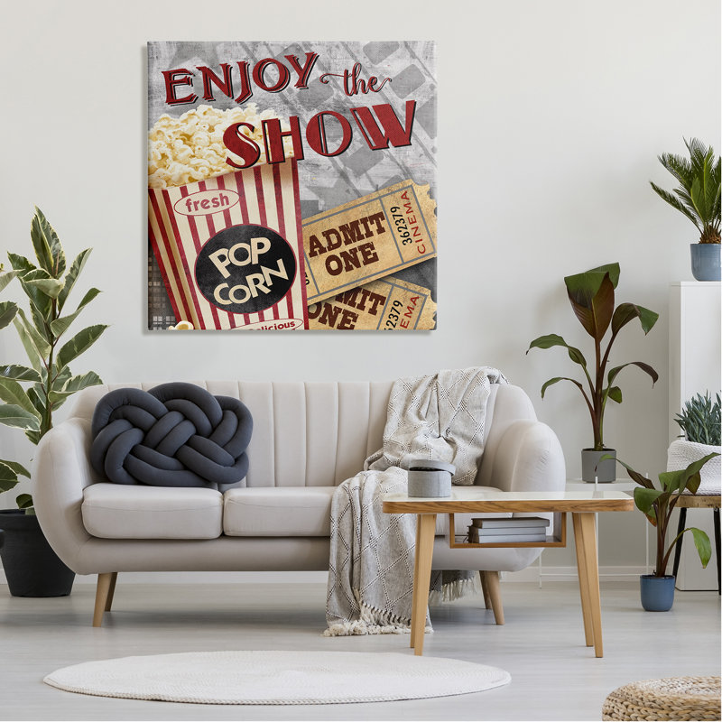 "Enjoy the Show", "Vintage convenir" par Conrad Knutsen, art textuel sur toile tendue, H 36 po x l 36 po x P 1,5 po