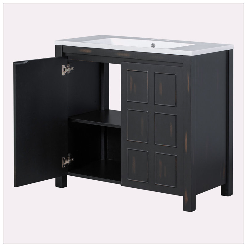 Meuble-lavabo simple 36 po avec plateau en résine Bhavi