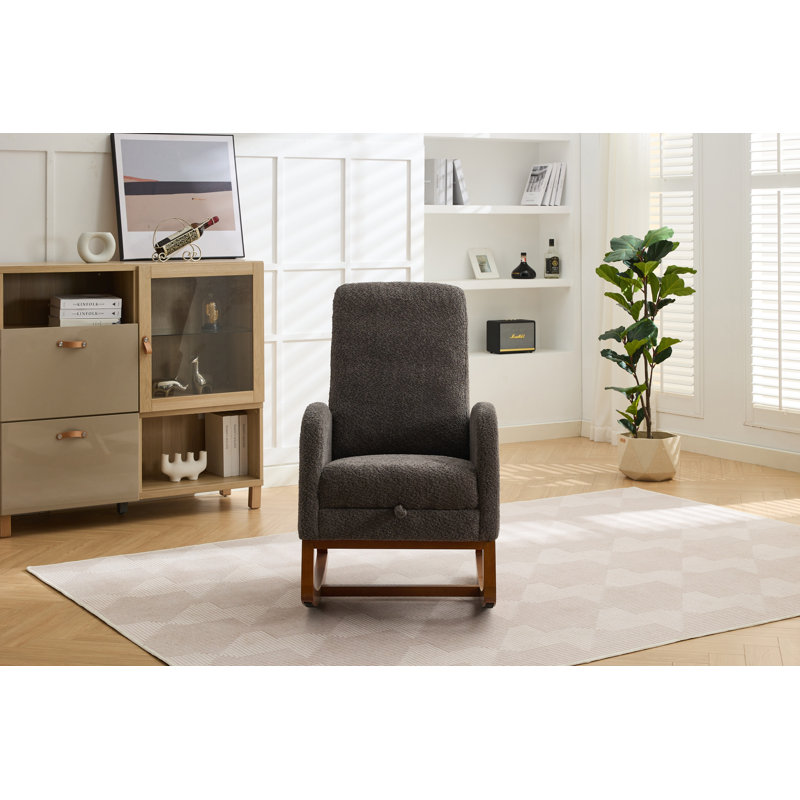 Accent Rocking Chair With Footrest, Brown, Charcoal