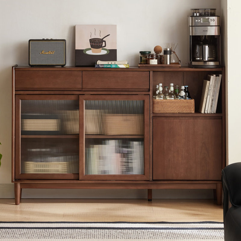 Buffet simple et petit, Noyer, H 38,58 po x l 59,06 po x P 11,81 po