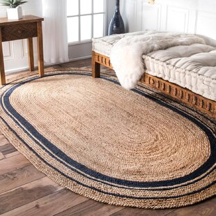 Buy THE HANDMADE FLAIR Beige Braided Jute Oval Shaped Carpet