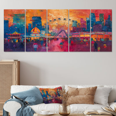 «Colorful Amusement Parks Carnival Colors» - ensemble de reproductions d'art mural parcs d'attractions
