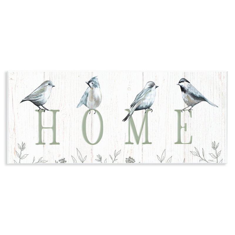 Oiseaux perchés à la maison, lettres par Elizabeth Tyndall