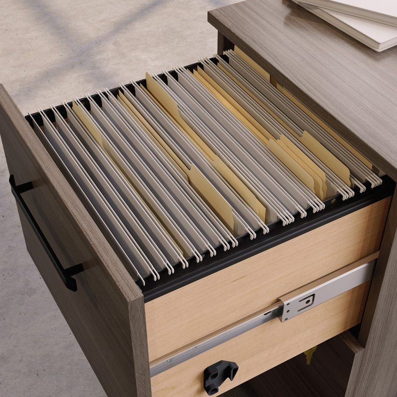 2-Drawer Mobile Pedestal, Brown finish
