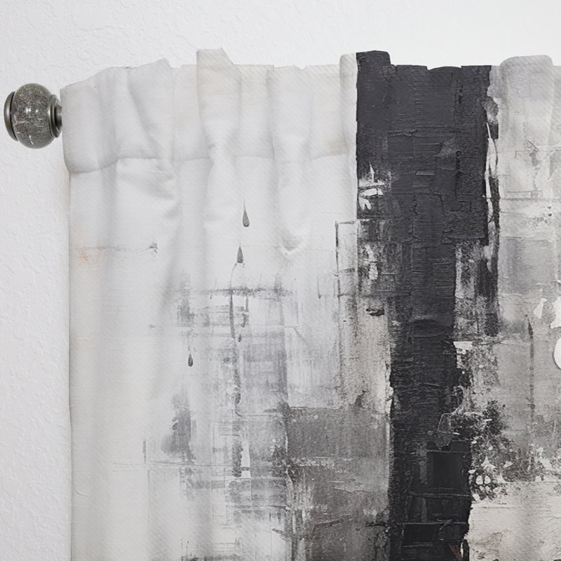 Abstrait collage beige et noir - Rideaux Collages - Velours obscurcissant - 1 panneau, L 52 po x L 120 po