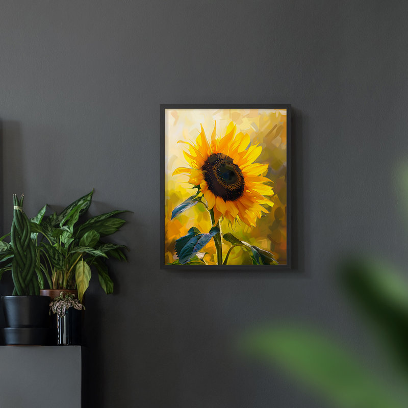 Série FLORAL - impression encadrée de qualité supérieure - prête à être accrochée - aucun clou requis, Noir