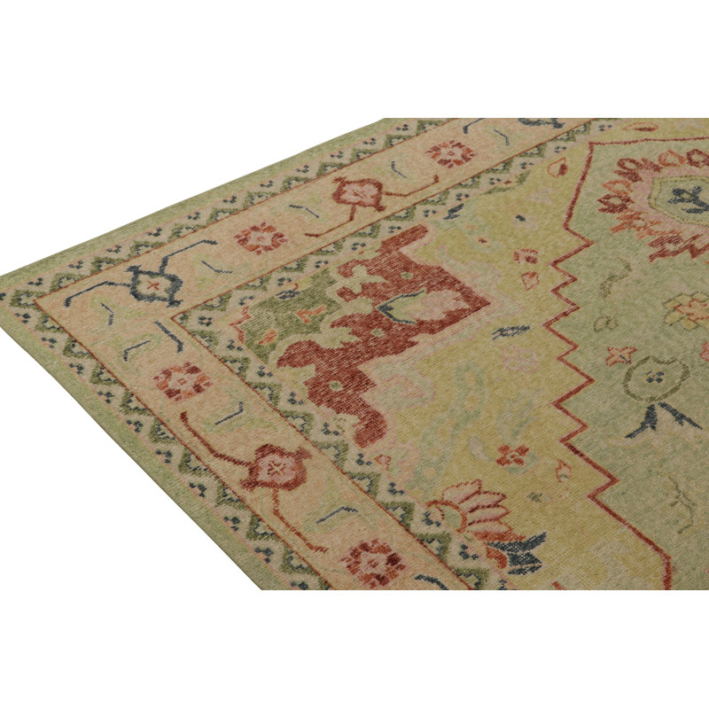 Distressed Homage Hand Knotted Wool Geometric Area Rug, Runner 3' x 12'