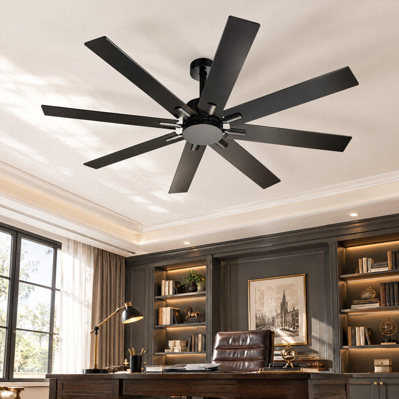 65" 8-Blade Ceiling Fan with Remote Control, 5 Speeds & Reversible Motor