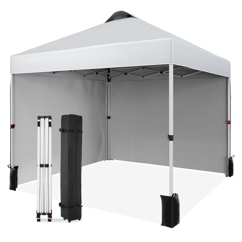 10x10ft Pop-Up Canopy Tent with UV Protection & Waterproof, Complete Setup Kit, Commercial-Grade Steel Frame, White