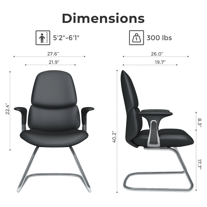 Genuine Leather Executive Chair，Home Desk Chair, Black