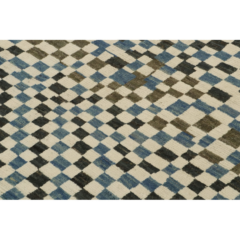 Moroccan Hand Knotted Wool Geometric Area Rug, Runner 3' x 8'